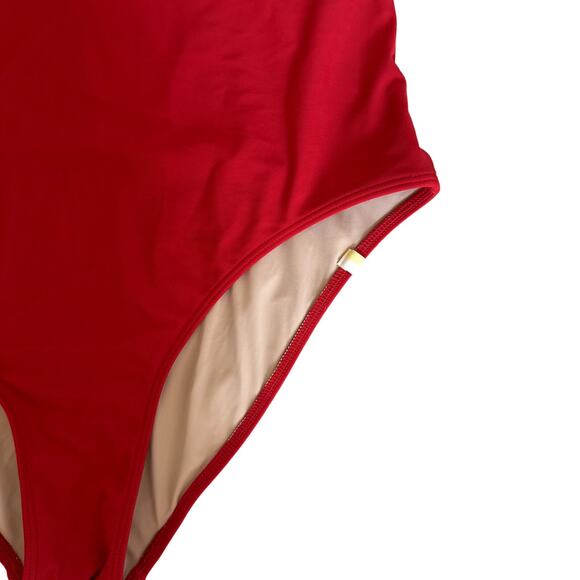 EUC Summersalt Ruched Backflip Lava Red One Piece Swimsuit Size 12 - Picture 4 of 6